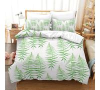 PHQAZWSXE Green Fern Leaves 3D Printed Duvet Cover Set Charming Bedding Sets Room Decor with Pillowcases with Zipper Closure Quilt Cover Set Childrens And Adults King(220x240cm)