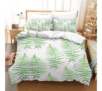 PHQAZWSXE Green Fern Leaves 3D Printed Duvet Cover Set Charming Bedding Sets Room Decor with Pillowcases with Zipper Closure Quilt Cover For Kids Teens Boys Single(140x200cm)