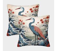 PHQAZWSXE Heron Pillow Cases Set of 2 Cozy Pillowcases Animal Cushion Case Polyester Decor for Couch Livingroom 40x40cm