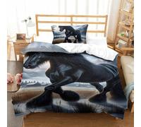 PHQAZWSXE Horse 3D Printed Duvet Cover Set Animal Bedding Set Pattern Printed with Pillowcases Microfiber Quilt Cover Set for Kids Teens Adults Single(135x200cm)