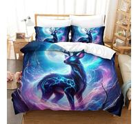 PHQAZWSXE Luminous Deer 3D Printed Duvet Cover Set Animal Bedding Set Pattern Printed with Pillowcases with Zipper Closure Quilt Cover Set Kids Boys Girls Super King(260x220cm)