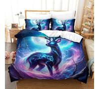 PHQAZWSXE Luminous Deer 3D Printed Duvet Cover Set Animal Bedding Set Pattern Printed with Pillowcases with Zipper Closure Quilt Cover Set for Adults Kids Girls King(220x240cm)