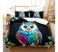 PHQAZWSXE Owl 3D Printed Duvet Cover Set Animal Bedding Set Modern Decorative with Pillowcases Microfiber Quilt Cover Set for Adult Kids Teens King(220x240cm)