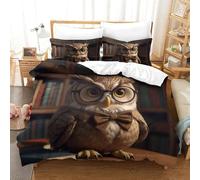 PHQAZWSXE Owl 3D Printed Duvet Cover Set Animal Bedding Set Modern Decorative with Pillowcases Microfiber Quilt Cover Set for Adults Kids Girls King(220x240cm)