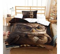 PHQAZWSXE Owl 3D Printed Duvet Cover Set Animal Bedding Set Modern Decorative with Pillowcases Microfiber Quilt Cover Set for Adults Kids Girls Single(135x200cm)