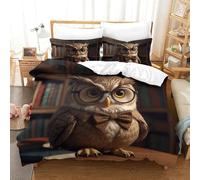 PHQAZWSXE Owl 3D Printed Duvet Cover Set Animal Bedding Set Pattern Printed with Pillowcases Microfiber Quilt Cover for Kids Teens Adults Double(200x200cm)