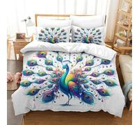 PHQAZWSXE Peacock 3D Printed Duvet Cover Set Animal Bedding Sets Fashion Decor for Home with Pillowcases with Zipper Closure Quilt Cover Set for Children Kids Boys Girls King(220x240cm)