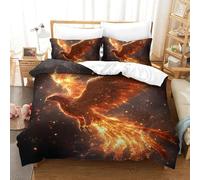 PHQAZWSXE Phoenix 3D Printed Duvet Cover Set Animal Bedding Sets Fashion Decor for Home with Pillowcases with Zipper Closure Quilt Cover Set for Adult Kids Teens Double(200x200cm)