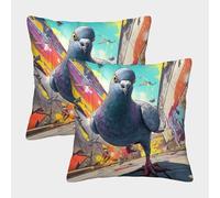PHQAZWSXE Pigeon Pillow Cases Set of 2 Cozy Pillowcase Animal Cushion Covers with Zipper Decor Sofa for Living Room Bedroom 45x45cm