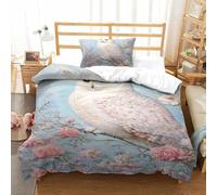 PHQAZWSXE Snowy Owl 3D Printed Duvet Cover Set Animal Bedding Set Modern Decorative with Pillowcases Microfiber Quilt Cover For Kids Teens Boys Single(135x200cm)