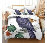 PHQAZWSXE The Crow Is on The Branch 3D Printed Duvet Cover Set Animal Bedding Set Pattern Printed with Pillowcases with Zipper Closure Quilt Cover Set for Kids Teens Adults Super King(260x220cm)
