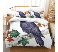 PHQAZWSXE The Crow Is on The Branch 3D Printed Duvet Cover Set Animal Bedding Set Pattern Printed with Pillowcases with Zipper Closure Quilt Cover Set for Adults Kids Girls King(220x240cm)