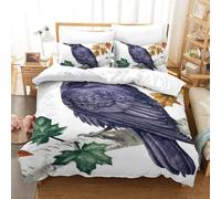 PHQAZWSXE The Crow Is on The Branch 3D Printed Duvet Cover Set Animal Bedding Set Pattern Printed with Pillowcases Microfiber Quilt Cover Set Kids Boys Girls Single(140x200cm)