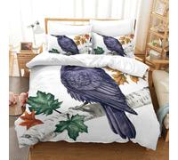 PHQAZWSXE The Crow Is on The Branch 3D Printed Duvet Cover Set Animal Bedding Set Pattern Printed with Pillowcases Microfiber Quilt Cover Set for Adult Kids Teens Double（200x200cm）