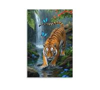 PHQAZWSXE Tiger Poster Painting Artwork Butterflies And Tigers Wall Art Canvas Prints Home Corridor 08x12inch(20x30cm)