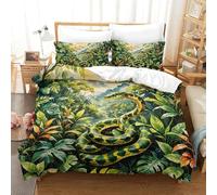 PHQAZWSXE Tropical Rainforest And Snakes 3D Printed Duvet Cover Set Charming Bedding Set Pattern Printed with Pillowcases with Zipper Closure Quilt Cover Set Childrens And Adults King(220x240cm)