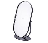 PHQCIV 360° Swivel Oval Mirror, Table Top Mirror, Bedroom/Bathroom Makeup Mirror, HD, Metal Frame Base, Freestanding Table Mirror(Color:black)