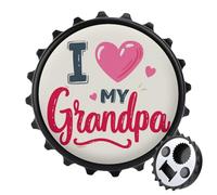 Phrase I Love My Grandpa Bottle Opener Round Fridge Magnets Beverage Beer Magnetic Bottle Cap Opener for Fridge, Kitchen, Office