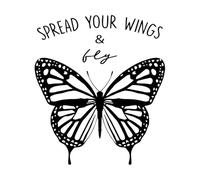 Phrase Lettering Spread Your Wings Fly Butterflies Engraving Decals 34x39cm Do not Damage The Wall Surface S-Black