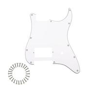 Phrilam 11-Hole Single-Covered Humbucker Pickguard for Fender USA/Mex Tom Delonge Strat-Style Guitars with Mounting Screws - White 3ply