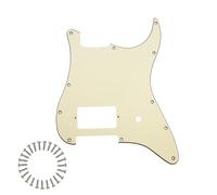 Phrilam 11-Hole Single-Covered Humbucker Pickguard for Fender USA/Mex Tom Delonge Strat-Style Guitars with Mounting Screws - Cream 3ply