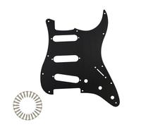 Phrilam 11-Hole SSS Anodized Aluminum Metal Guitar Pickguard, Modern ST/Strat Style Scratch Plate, Replacement Pick Guard for USA/Mexico Made Stratocaster Electric Guitar, with Mounting Screws, Black