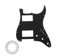 PHRILAM 11-Hole ST HH Guitar Pickguard Fits Fender Squier Strat-Style Electric Guitars | Includes Mounting Screws - Black 3ply