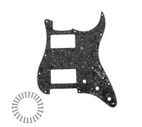 PHRILAM 11-Hole ST HH Guitar Pickguard Fits Fender Squier Strat-Style Electric Guitars | Includes Mounting Screws - Black Pearl 4ply