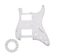 PHRILAM 11-Hole ST HH Guitar Pickguard Fits Fender Squier Strat-Style Electric Guitars | Includes Mounting Screws - White Pearl 4ply