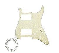 PHRILAM 11-Hole ST HH Guitar Pickguard Fits Fender Squier Strat-Style Electric Guitars | Includes Mounting Screws - Aged Pearl 4ply