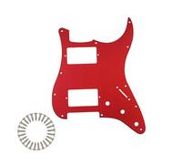 Phrilam HH Anodized Aluminum Strat Pickguard for Fender Stratocaster, Red | 11-Hole Modern ST Strat Metal Replacement Pick Guard for USA/Mexico Stratocaster Electric Guitar, with Mounting Screws