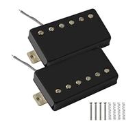 Phrilam Pro LP Vintage High output Alnico 5 Covered Humbucker Neck Bridge Pickups Set 7.6/16.6K for LP Style Electric Guitar,Glossy Black