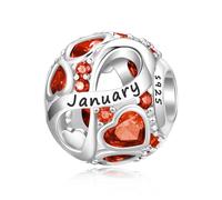 PHRUKAR Birthstone Charm 925 Sterling Silver Infinity Heart Charm for Bracelet Necklace Happy Birthday Mother's Day Christmas Jewelry Gifts for Women, Silver, Cubic Zirconia