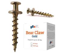PHS Bear Claw Screws - 150 Pack - 30 lbs Heavy Picture Hangers for Drywall & Plaster Walls - 4-in-1 Picture Hanging Screws for D-Rings, Sawtooth, Wire and Keyholes - Gold