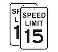 PHTTULE Speed Limit 15 MPH Sign 2 Pack 12 x 18 inches Slow Down Safety Sign for Street Reflective 40Mil Heavy Duty Aluminum Professional Printing UV Coating