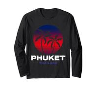 Phuket Thailand Retro Sunset Beach Design Thai Souvenir Long Sleeve T-Shirt