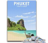 Phuket Thailand Travel Art Jigsaw Puzzles for Teenagers 1000 Piece, Family Activity with Matching Poster And Trivia Sheet for Age 14+ 1000pcs(50x75cm)