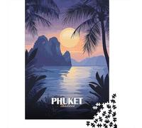 Phuket Thailand Tropical Island Sunset 1000 Piece Jigsaw Puzzle, Continental Street Poster, Screen-Free Fun, Interlocking Paper Pieces, Travel Gift for Home Décor Fans, 38x26cm/1000pcs