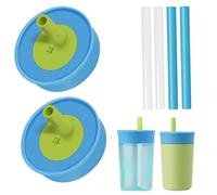 PHULWEL 2 Pack Replacement Lids for Owala Kids Insulation Tumbler 12oz & 15oz, Spill Resistant Cap with 4 Flexible Straws, BPA-Free, Dishwasher Safe, Accessories for Owala Kids Bottle(Navy)