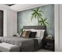 PHVRLG Photo Wallpaper Hand Drawn Flowers, Birds, Tropical Leaves Wall Mural Non-Woven Murals Wall Art Modern Bedroom Living Room Decoration 250Cm(W)*175Cm(H)