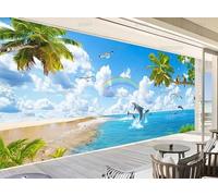 PHVRLG Photo Wallpaper Hawaii Dolphin Bay Wall Mural Non-Woven Murals Wall Art Modern Bedroom Living Room Decoration 300Cm(W)*210Cm(H)