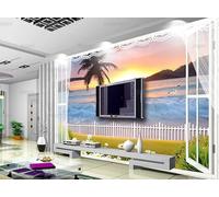 PHVRLG Photo Wallpaper View Outside The Window Wall Mural Non-Woven Murals Wall Art Modern Bedroom Living Room Decoration 450Cm(W)*315Cm(H)