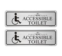 Phyabe 2 Pack Accessible Toilet Sign With Self-Adhesive, 25 x 8 cm Rust Free Aluminum Sign, Weather Resistant, Waterproof, Durable Ink, Easy to Install