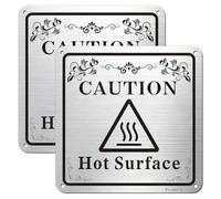 Phyabe 2 Pack Caution Hot Surface Sign With Self-Adhesive, 15 x 15 cm Rust Free Aluminum Warning Sign, Weather Resistant, Waterproof, Durable Ink, Easy to Install