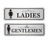 Phyabe 2 Pack Ladies & Gentlemen Sign With Self-Adhesive, 25 x 8 cm Rust Free Aluminum Toilet Sign, Weather Resistant, Waterproof, Durable Ink, Easy to Install