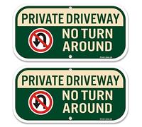 Phyabe 2 Pack No Turn Around Sign Private driveway, 12" x 6" Reflective,Rustfree Aluminum,UV Protected and Weatherproof, Outdoor & Indoor Use…