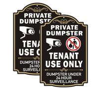 Phyabe 2 Pack Private Dumpster Sign, Tenant Use Only Dumpster Under 24 Hour Surveillance, 12 x 8 inch Rust Free Aluminum No Dumping Sign, Weather Resistant, Waterproof, Durable Ink, Easy to Install