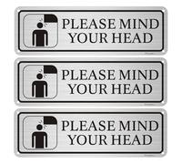 Phyabe 3 Pack Please Mind Your Head Sign With Self-Adhesive, 25 x 8 cm Rust Free Aluminum Sign, Weather Resistant, Waterproof, Durable Ink, Easy to Install