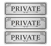 Phyabe 3 Pack Private Sign, 25cm x 8cm Rust Free Aluminum Sign, Self-Adhesive, Weather Resistant, Waterproof, Durable Ink, Easy to Install