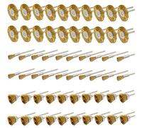 PHYHOO 3mm Brass Wire Brushes Cup Wheels Cleaning Brush Kit Polishing Attachment for Dremel Die Grinder Rotary Tools 60 Pcs